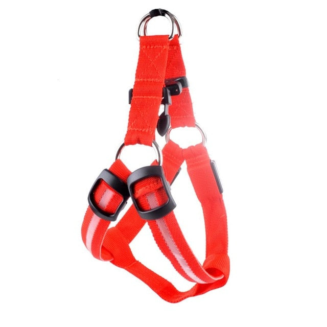 Nylon Pet Safety LED Harness Dog Product Flashing Light Harness Dog Harness Leash Rope Belt