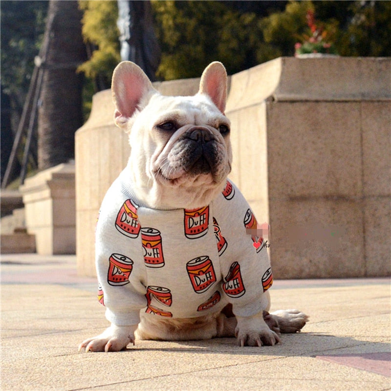 Dog Clothes for Small Dogs French Bulldog Coat Dog T-shirt Cotton Pet Sweater Cans Print Puppy Clothes for Chihuahua Dog Costume